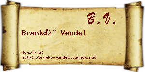 Brankó Vendel névjegykártya